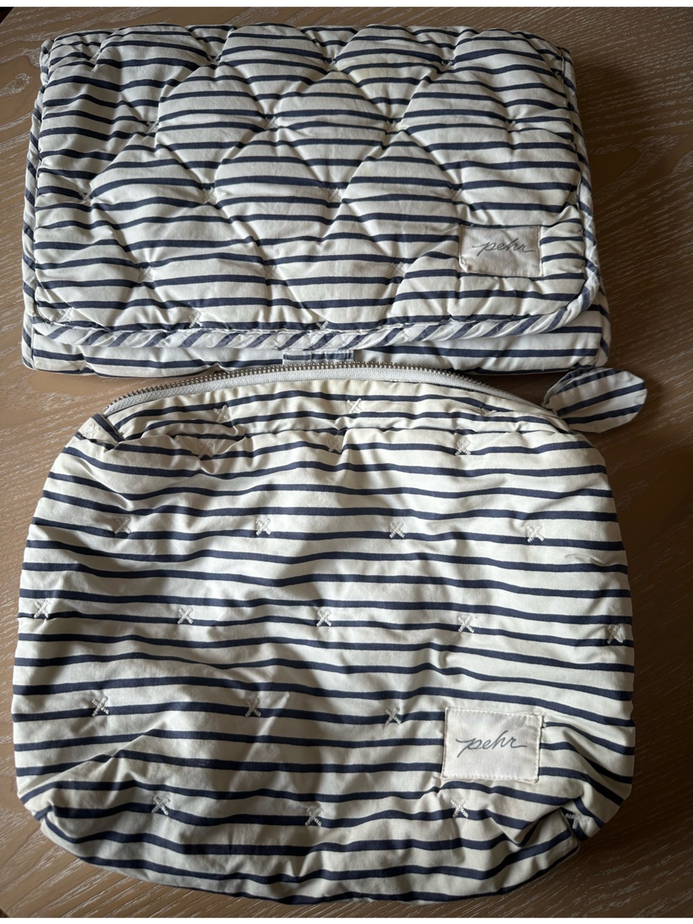 Pehr Navy Stripe Quilted On The Go Changing Pad and Pouch Set